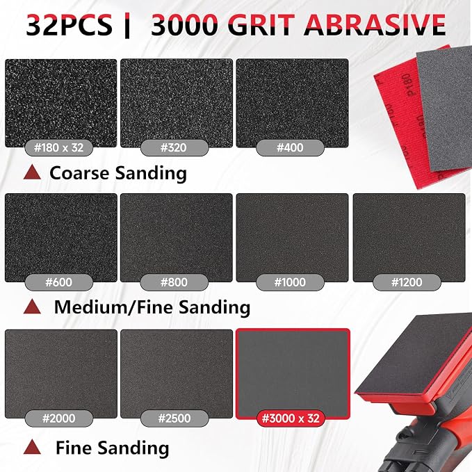 32-Pack 3x4 Inch 3000 Grit Hook & Loop Sanding Sponges - Image 2