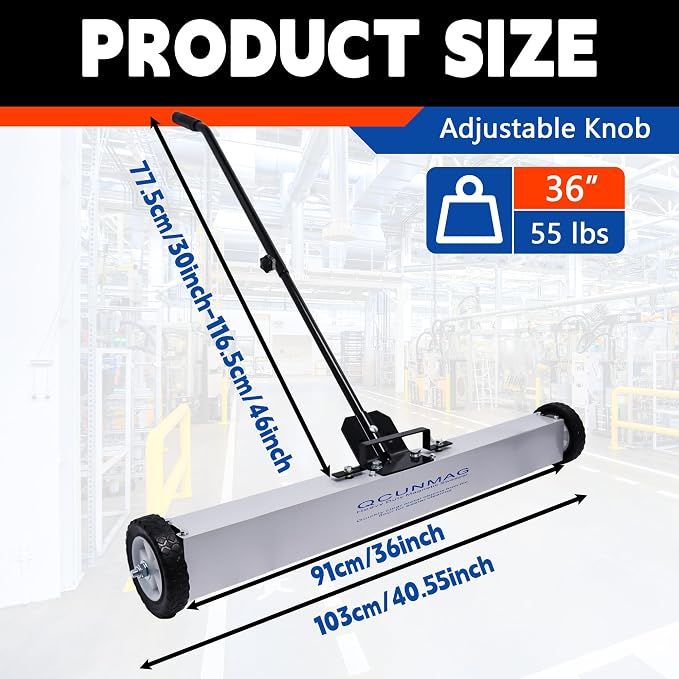 Rolling Magnetic Sweeper with Wheels, 55 Lbs 36-inch Large Magnet Pickup Lawn - Image 3