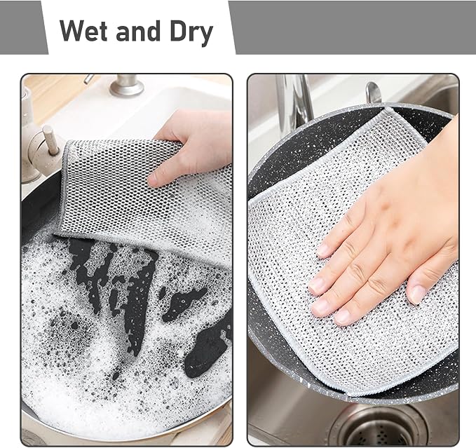 XANGNIER 8 Pcs Multipurpose Wire Dishwashing Rags, New Upgrade Non Scratch Wire - Image 6