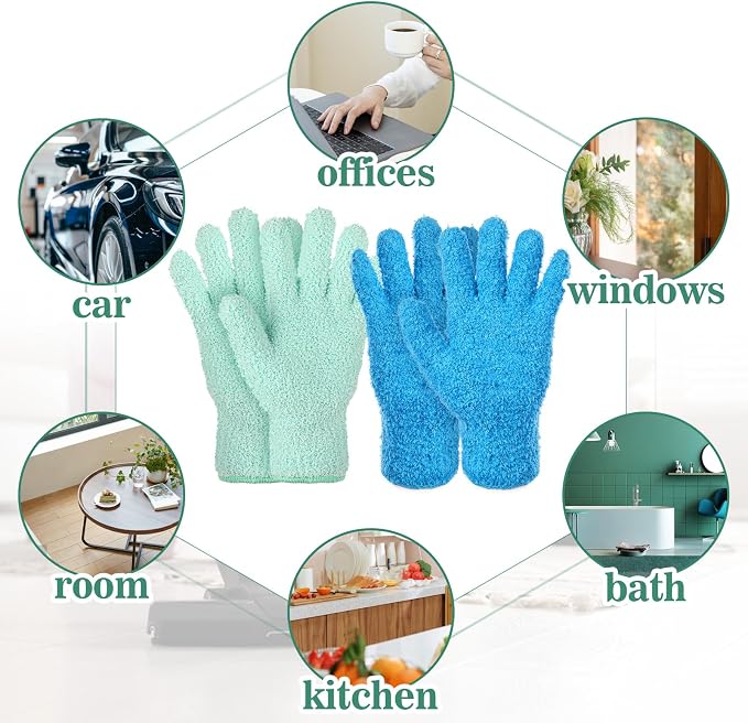 2 Pairs Microfiber Dusting Gloves, Reusable Plant Dusting Gloves Washable - Image 6