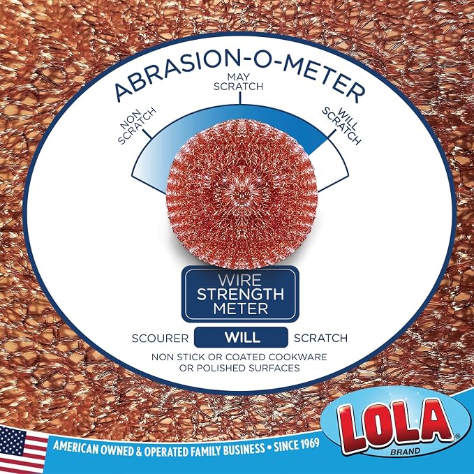 LOLA Copper Mesh Scouring Pad, 18 Grams, 12 Pack, eavy Duty Cleaning Pads - Image 3