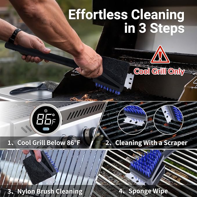Nylon Grill Brush No Wire Bristle Barbecue Brush Grill Cleaning Kit, Safe Grill - Image 4