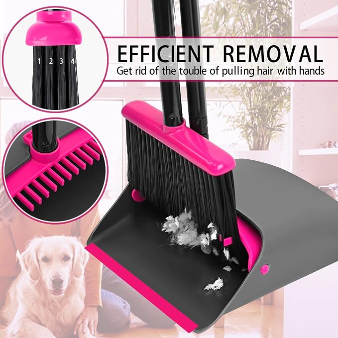 JEHONN Broom with Dustpan Combo Set, Long Handle Lightweight Indoor Broom Set - Image 3