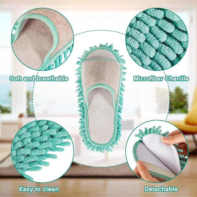 Jecery 2 Pairs Microfiber Cleaning Mop Slippers - Image 4
