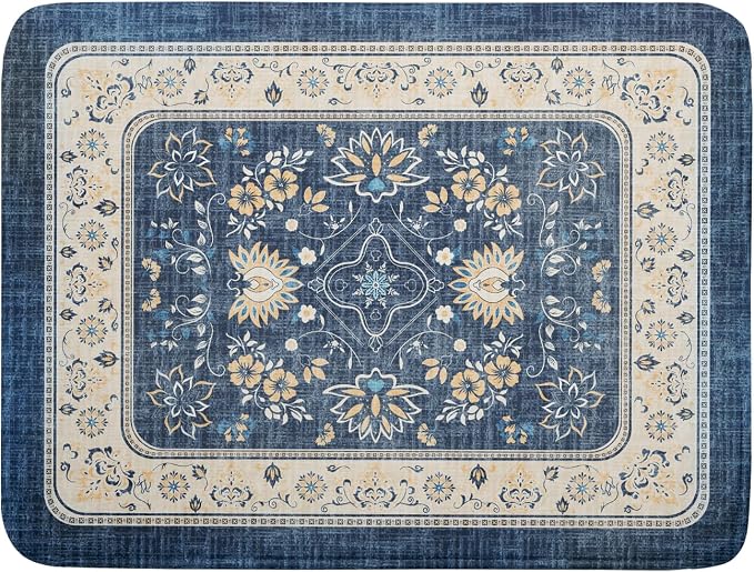 Blue Boho Dish Drying Mat for Kitchen Counter 18x24 Inch Fast Dry Drying Pad by Giwawa