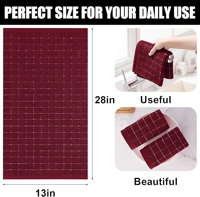 Homaxy 100% Cotton Terry Kitchen Towels, Checkered Designed, Soft and Super - Image 5