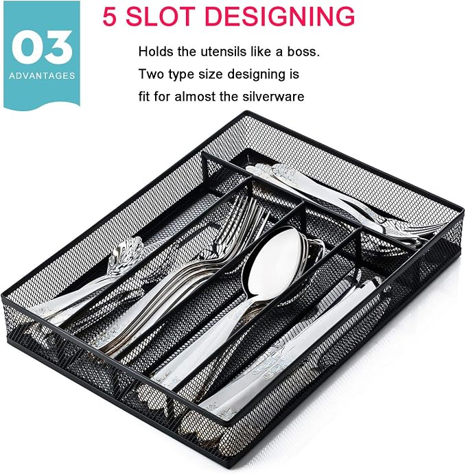 JANE EYRE Utensil Drawer Organizer, Cutlery Tray Silverware Flatware Storage - Image 5