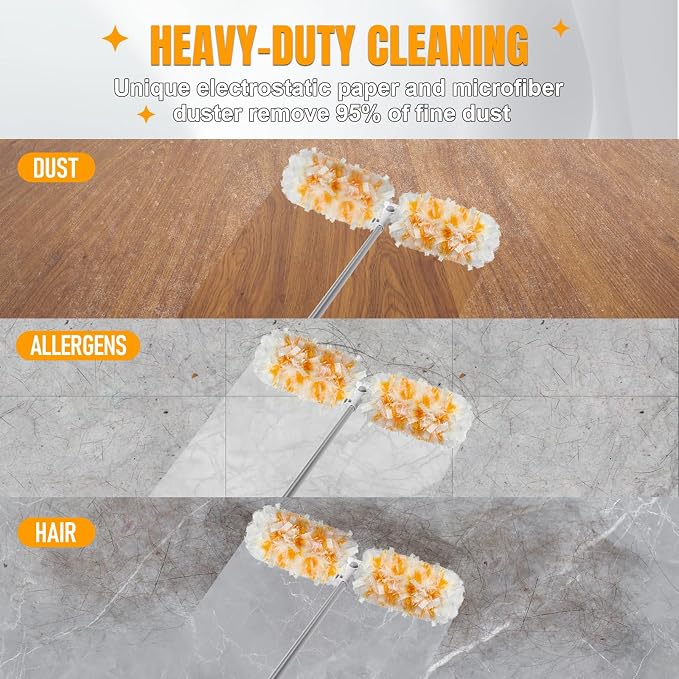 Gelibo Duster Kit with 6 ft Super Extendable Handle, 360° Rotating Ceiling Fan - Image 4