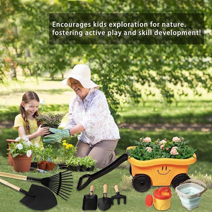 Todders Wheelbarrow Gardening Set, Kids Rake and Shovel Set - Image 6