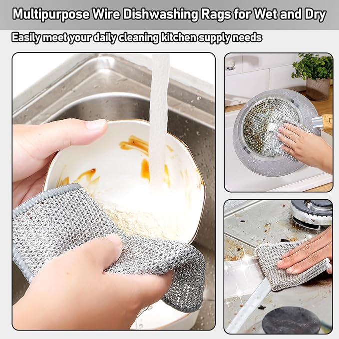 XANGNIER 10 Pcs Multipurpose Wire Dishwashing Rags - Image 2