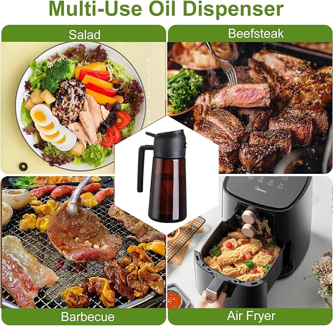 2-in-1 Glass Oil Dispenser & Sprayer - 16oz/470ml Leakproof Olive Oil Sprayer - Image 4