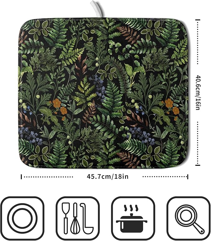 Black Sage Green Plant Dish Drying Mat - Image 2