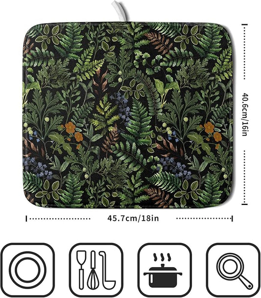 Black Sage Green Plant Dish Drying Mat - Image 2