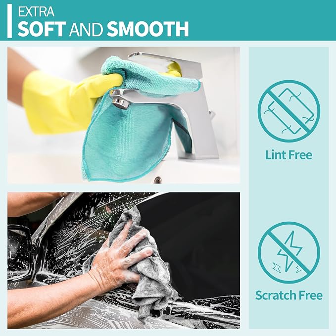 HOMERHYME Microfiber Cleaning Cloth, 20 Pack Cleaning Rags, Washable Reusable - Image 5