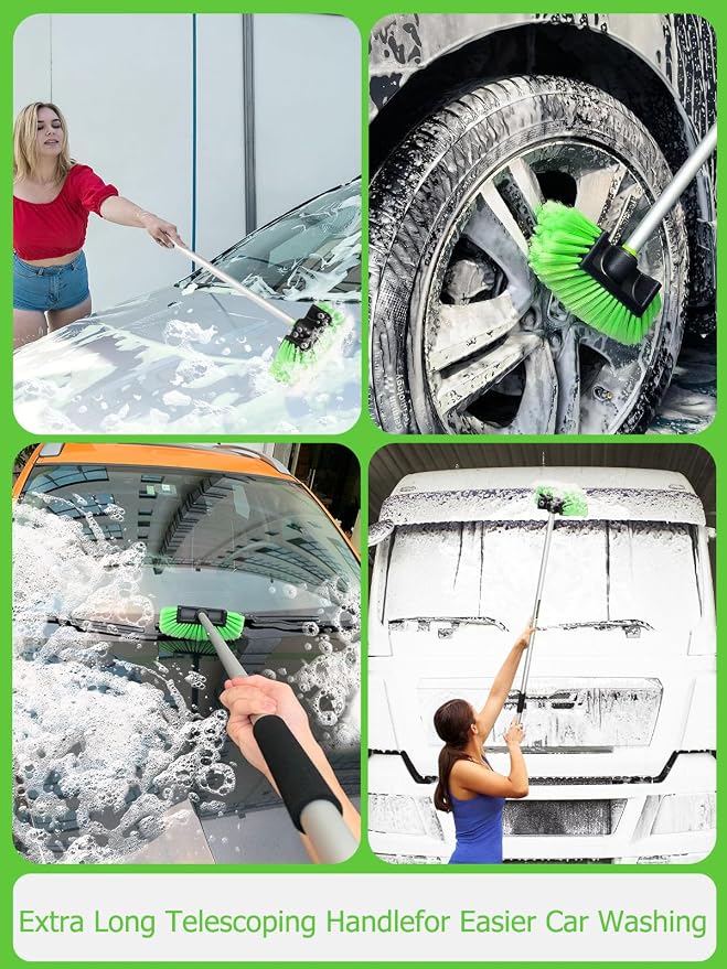 Five-Sided Car Wash Brush with Long Handle，Soft Bristle Scrub Cleaning Mop with - Image 6
