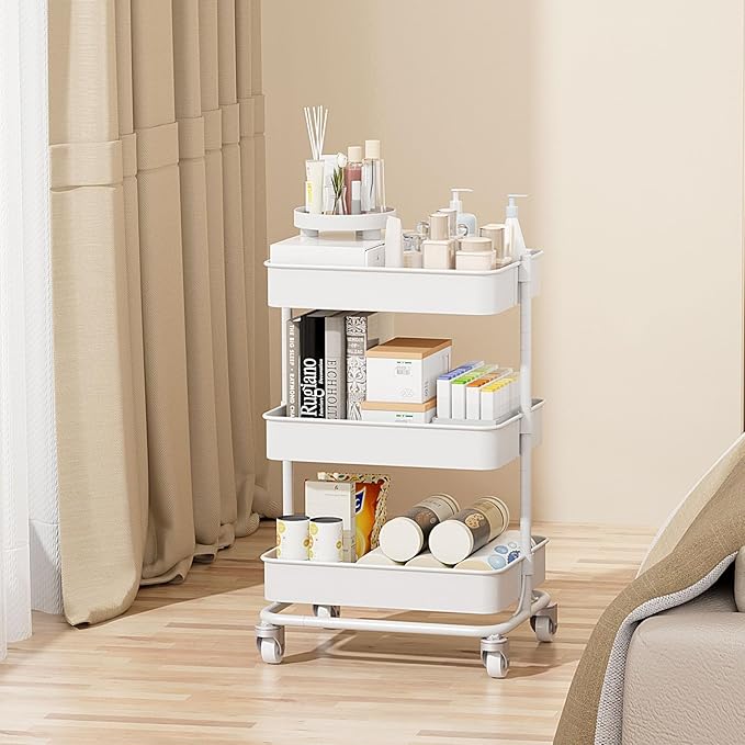 3-Tier Modern Metal Rolling Utility Cart - Image 4