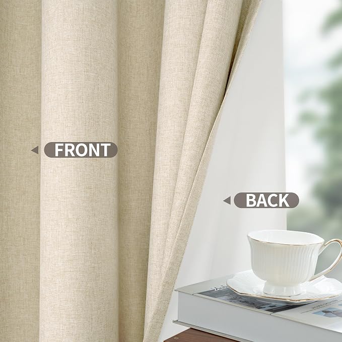 YoungsTex Extra Wide Linen 100% Blackout Curtains - Image 6