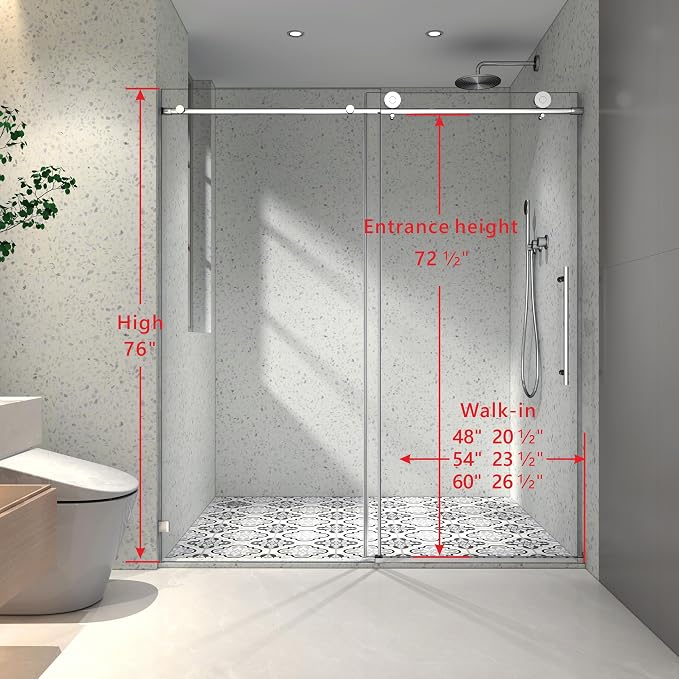 Favfurish 55"-60" W x 76" H Single Sliding Shower Door - Image 2