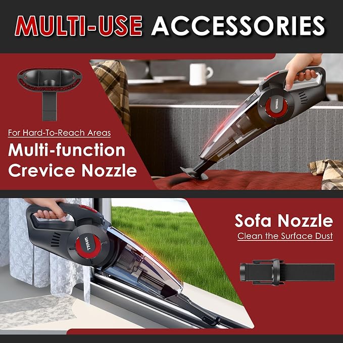 whall Handheld Cordless Car Vacuums, Wet and Dry Use 9000Pa Strong Suction - Image 3