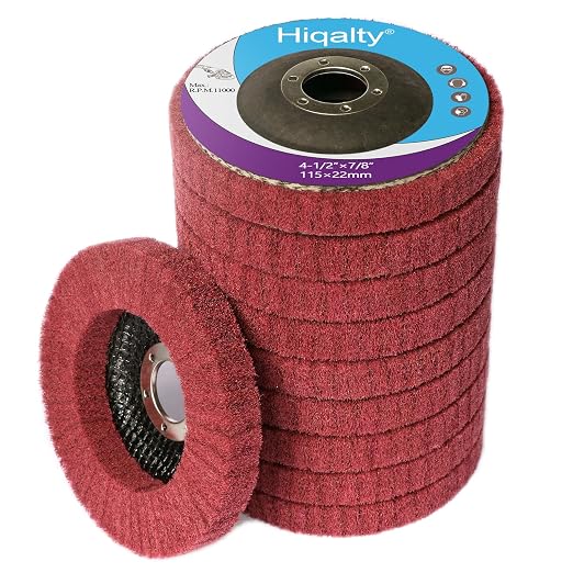 10Pcs 4 1/2" x 7/8" Non-Woven Flap Disc Polishing Grinding Wheel, Scouring pad by Hiqalty