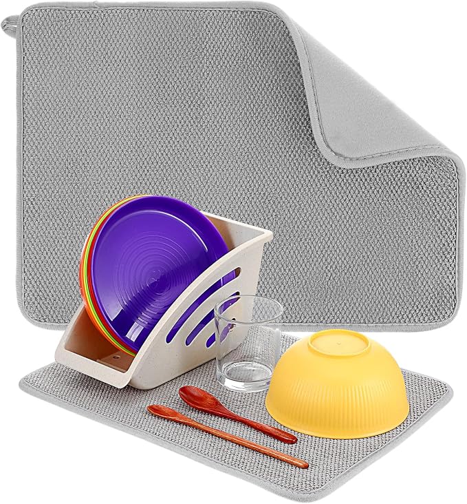Microfiber Small Dish Drying Mat, 11.8x15.7 Inch Absorbent Dish Drainer Kitchen by Unknown