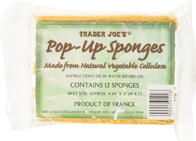 Trader Joe's Pop up Sponges Made From Natural Vegetable Cellulose 12 Sponges by Unknown
