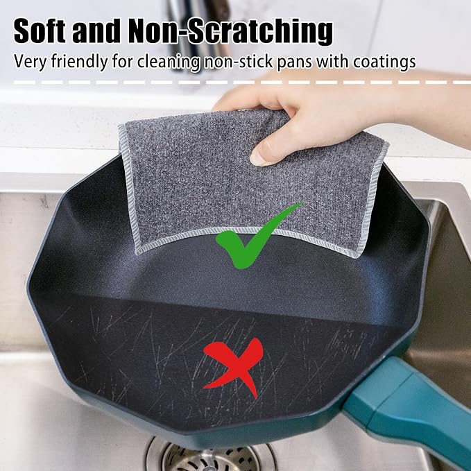 Navona 12 Pcs New Upgrade Steel Wire Dishcloth, Dry and Wet Dual-Use Steel Wire - Image 4