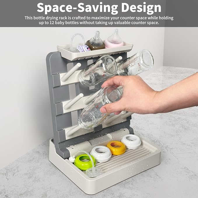 Baby Bottle Drying Rack, Vertical Standing Bottle Dryer Rack Holder-Space - Image 3
