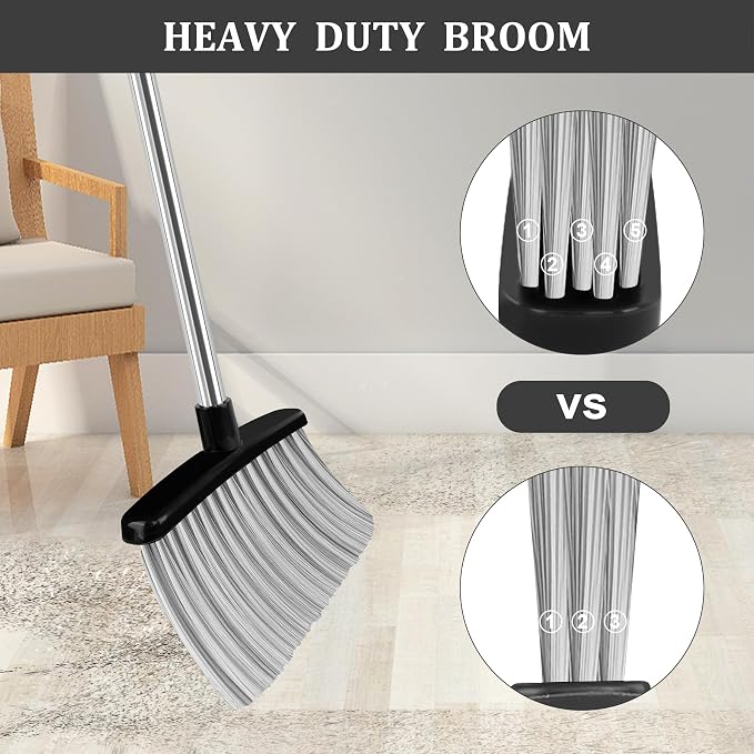Broom and Dustpan Set, Windproof Standing Dust pan - Image 4