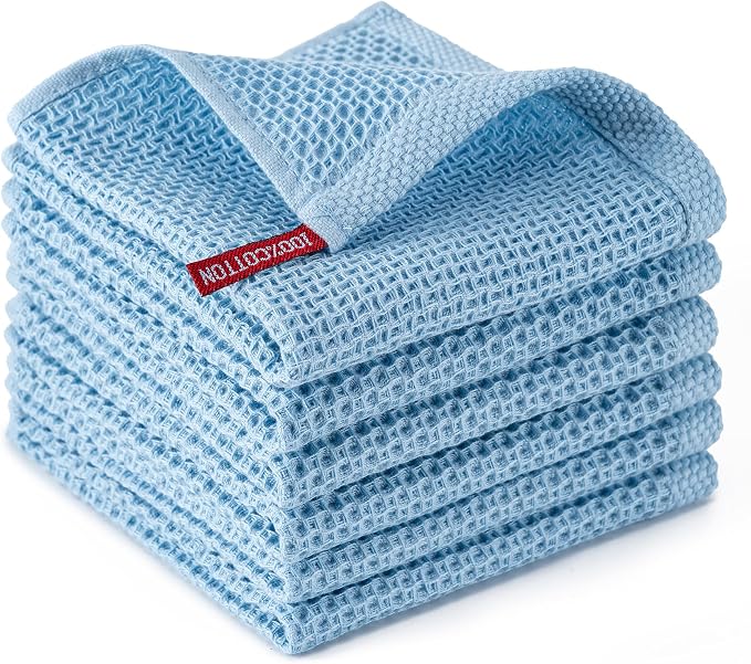 BOOMIBOO 6-Pack Kitchen Dish Cloths, 100% Cotton Waffle Weave, Ultra Soft by BOOMIBOO