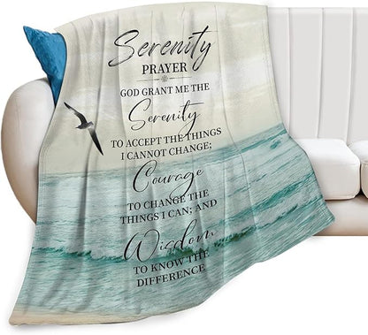 Serenity Prayer Blanket Christian Gifts for Women & Men Religious Throw Blanket Christian Blanket Bible Verse Blanket for Kids Adults Soft Warm Cozy Fleece Blanket for Couch Sofa Bed 60"x80"