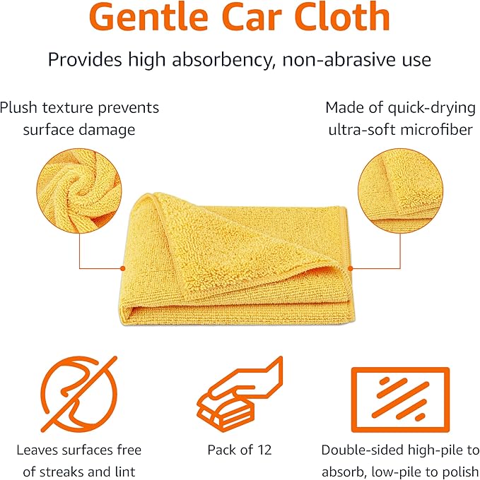 Amazon Basics Microfiber Car Drying Towels, Highly Absorbent, Lint Free - Image 2