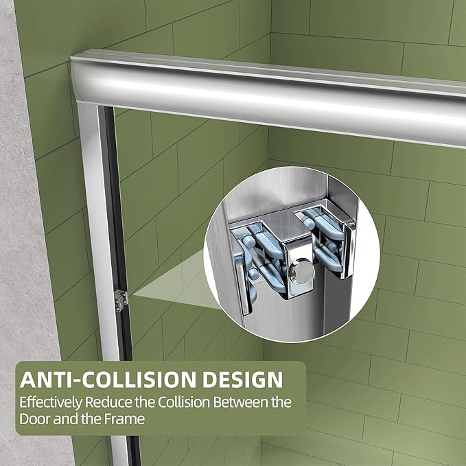 GETPRO Shower Door 68-72 in. W x 72 in. H Double Sliding Semi-Frameless Bypasss - Image 8