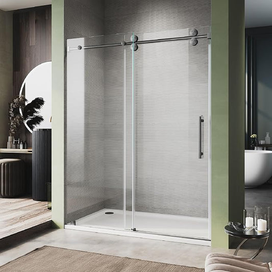 66-72 Inch x 76 Inch Sliding Frameless Shower Door, 3/8" Tempered Glass by UNIKOOSHOWERDOOR