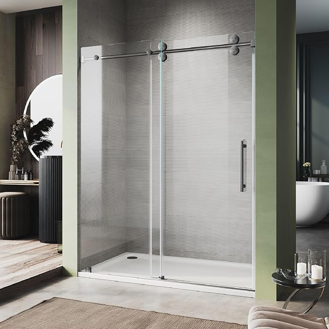 61-65 Inch x 76 Inch Sliding Frameless Shower Door, 3/8" Tempered Glass - Image 7