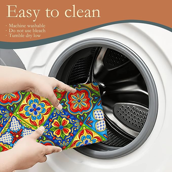 Mexican Tile Dish Drying Mat, Boho Tradicion Drying Rack Pad Countertop Dishes - Image 5