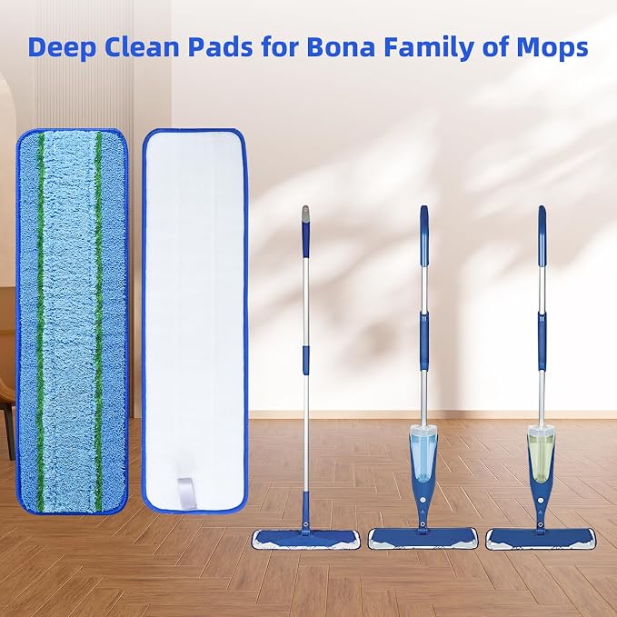 3 Pack Deep Clean Pads for Bona Family of Mops, Washable & Reusable Microfiber - Image 2