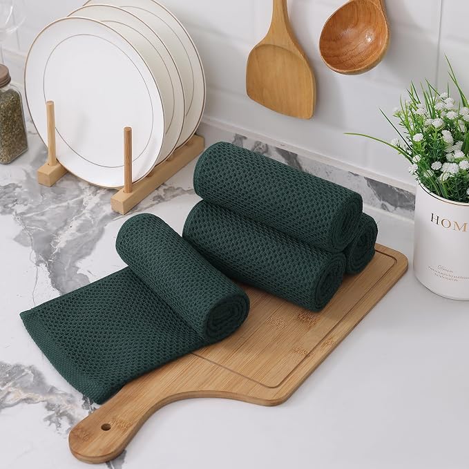 Kitinjoy 100% Cotton Waffle Weave Kitchen Hand Towels - Image 7