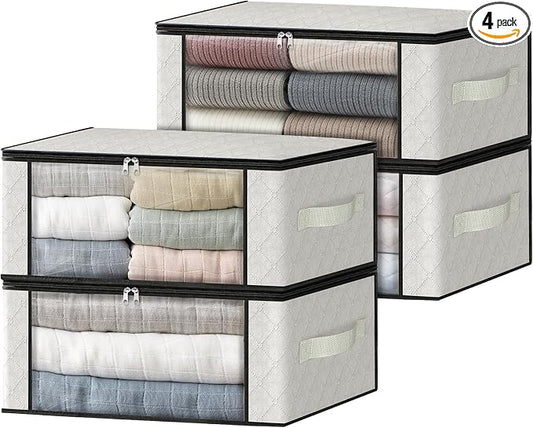 HomeHacks Storage 4-Pack Clothes Organizer Storage Bags Foldable Storage Box by HomeHacks
