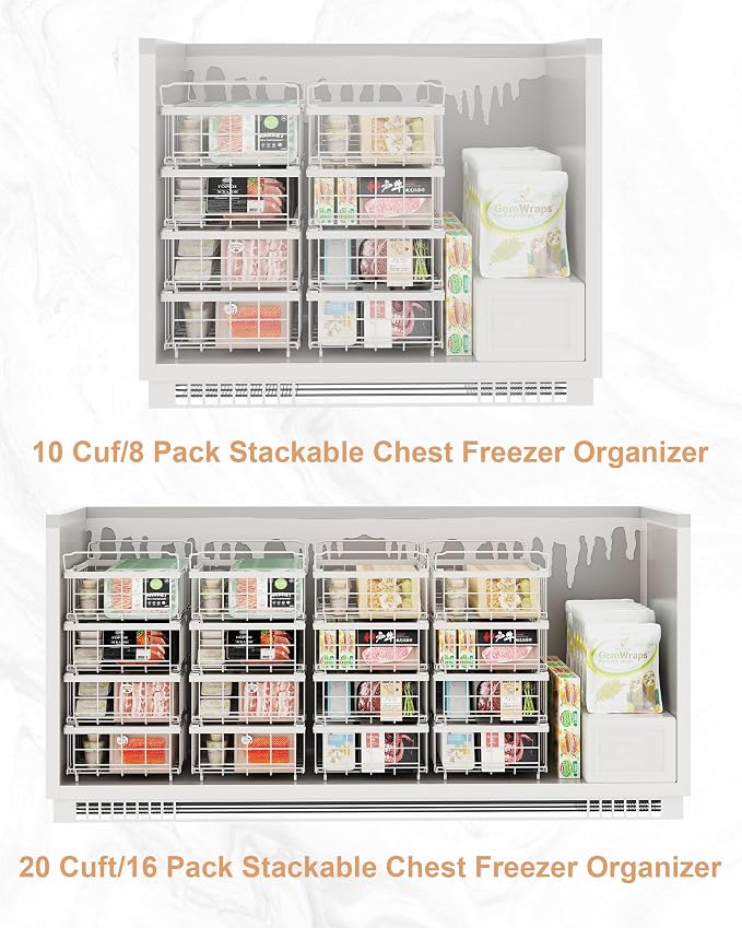 UMDONX 4 Pack Expandable Freezer Organizer Bins Large Freezer organizer Bins - Image 5