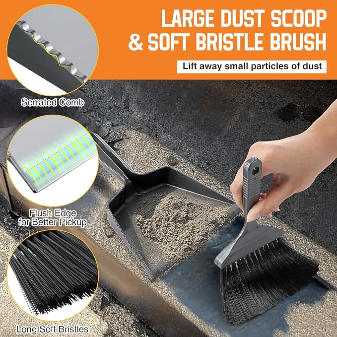 3 Piece Pellet Grill Ash Cleaning Kit, Includes Large Dust Pan, Soft Bristle - Image 4