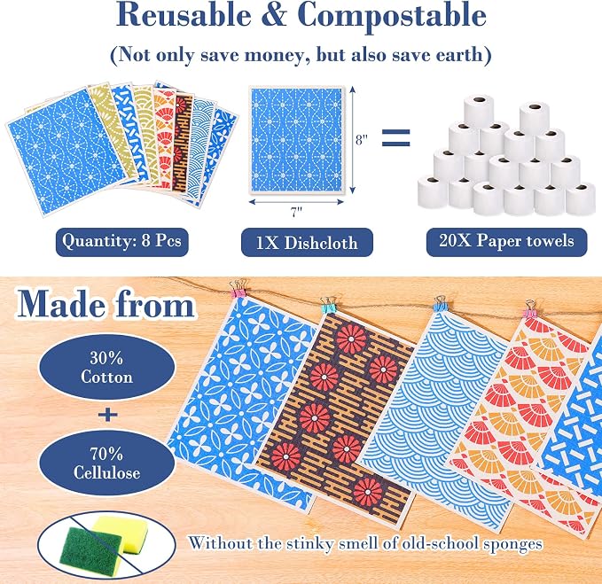 Lucomb 8 Pack Swedish Dishcloths - Image 2