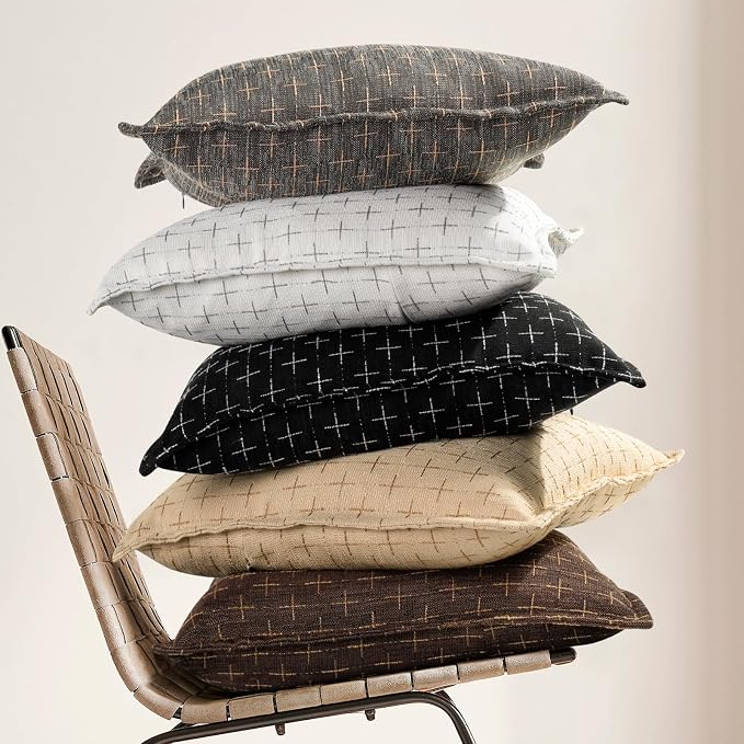 ZWJD Pillow Covers 22x22 Set of 2 Soft Polyester Textured Pillow Covers - Image 5