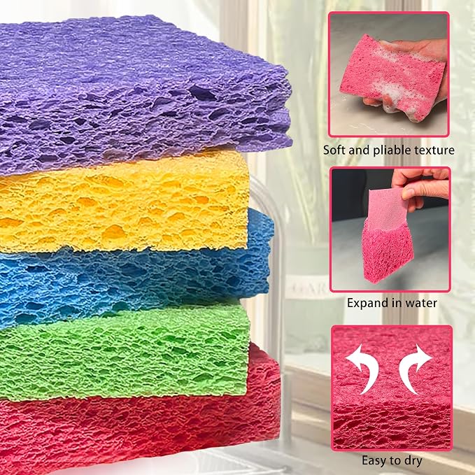 Cellulose Sponges for Dish, Heavy Duty Scrub Kitchen Sponge, Messes Without - Image 6