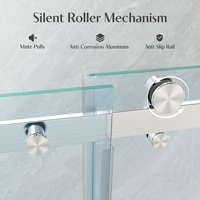 Shower Door Frameless 44-48'' W x 72'' H, Sliding Glass Door, 5/16 inch - Image 3