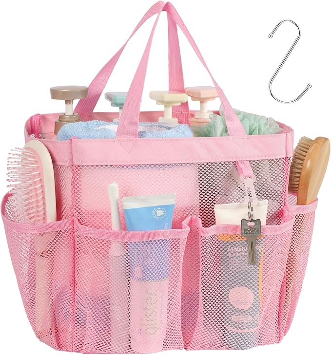 F-color Mesh Shower Caddy Portable, Upgrade Deeper 7 Pockets Shower Bag Basket by F-color