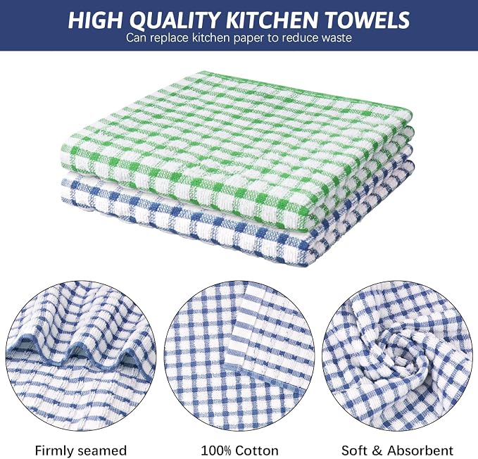 Nialnant 12 Pack Kitchen Dish Rags, 100% Cotton Soft Absorbent Quick Drying - Image 4