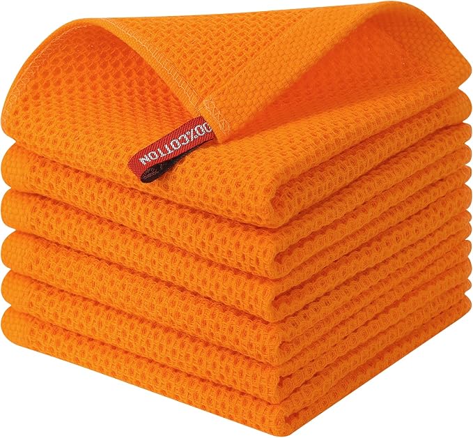 Kitinjoy 100% Cotton Kitchen Dish Cloths, 6 Pack Waffle Weave Ultra Soft by Kitinjoy
