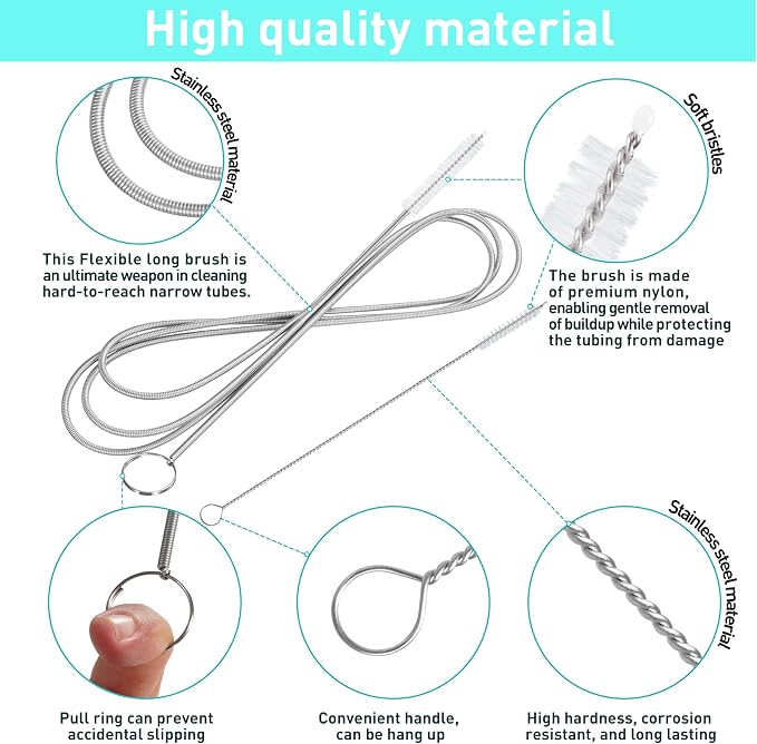 2 Pack 61 inch Long Flexible Drain Cleaning Brush and 2 PCS 7-inch Straw Brush - Image 2