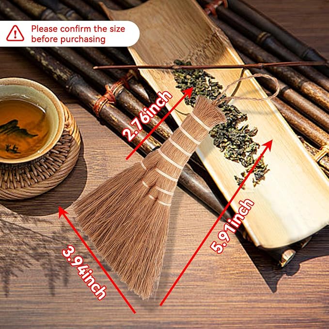 Hand Whisk Broom, 5.9in Small Whisk Broom Hand Held Tea Tray Brush - Image 3